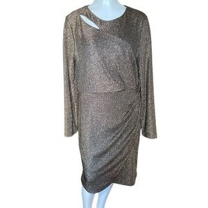 DKNY Metallic Faux-Wrap Sheath  Dress sz 12